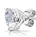 Authentic .925 Sterling Silver Heart Shaped Stud Earrings 4mm 0.50 Carat Total Weight