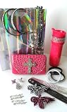Rhinestone Bling Bling Gift Set with 22 Pieces including Hot Pink Travel Coffee Tea Mug & Wallet, Bling Bling Bracelets & Bangles, Rhinestone Bling Bling Necklaces & Earrings, & Rhinestone Bling Bling Rings