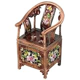 Antique Floral Crystal Design Chair Pewter Keepsake Trinket Box