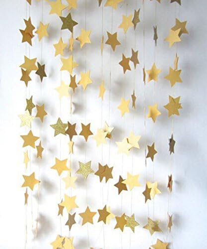 Generic Fashion 8 Meter Long Star Tissue Paper Tassels Party Wedding Decor Garland Tassle Bunting Pom Poms Banners (gold stars)