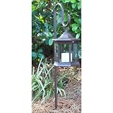 Solar lantern light fixture Six sided brown shepherd's hook pole outdo