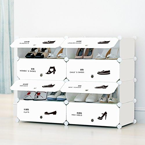 4 Tiers Shoe Rack with Dustproof Door by COSYHOME Closet Shoe Storage Cabinet Organizer White