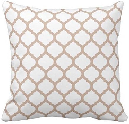 Cute Taupe Brown White Retro Chic Trellis Pattern Throw Pillow Case