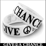 Give Peace A Chance Designer Rubber Saying Bracelet (White) #13