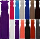 New Ladies Maxi Stretch Long Womens Dress Sizes 8-16 Purple 16