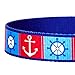 Blueberry Pet Essentials 5 Patterns Classy Bon Voyage Nautical Ocean Harbor Designer Adjustable Dog Collar, Large, Neck 18
