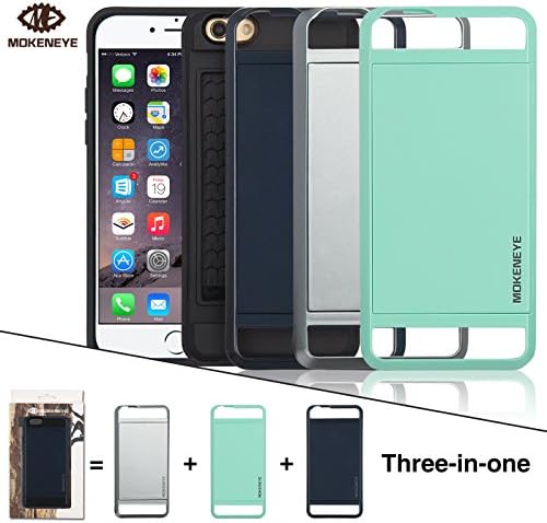 MokenEye Shockproof Wallet Case Slide Cover For Iphone 6/6S 4.7" Mint Green/Gray/Dark Blue Color
