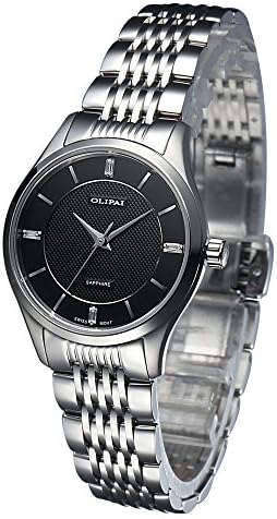 OLIPAI Women's Dress Wrist Watches Swiss Quartz with Steel Band &amp; Day