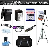 16GB Accessory Kit For Sony HDR-CX560V Handycam HD Camcorder Includes 16GB  ....