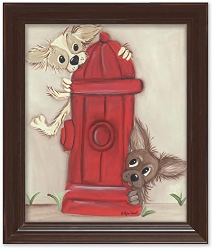 Doodlefish DB1140-brown Hot Dogs Framed Print, Brown Frame