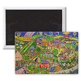 The Summer Fete, 1999 (w/c on paper) by.. - 3x2 inch Fridge Magnet - large magnetic button - Magnet