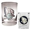 New Jersey Nets NBA Rocks Glass & Square Shot Glass Set - Primary Logo by Great American Products