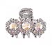 Hair Clip - H5- Crystal Flowers - Sm Size (1"x 3/4") ~ Clear Iridescent