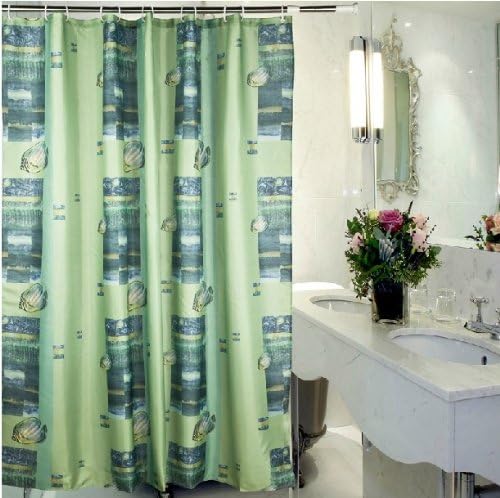 Dark green fish pattern child mildew thick waterproof polyester fabric shower curtain Bathroom appliances