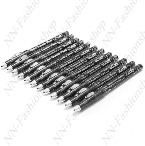 (MENOW) 12 x Black Cosmetic Eyeliner Pencil Bushy Magic Ink Eye Liner