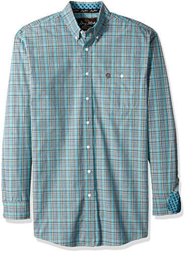 Wrangler Men's Big and Tall George Strait One Pocket Long Sleeve Turquoise Woven Shirt