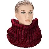 Chunky Thick Burgundy Red Knit Infinity Turtle Neck Scarf