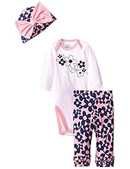 Apparel: Gerber Baby-Girls Newborn 3 Piece Bodysuit Cap and Legging Set, Flowers, New Born - Gerber Children's Apparel