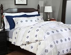 Pinzon 160-Gram Printed Flannel Full/Queen Duvet Cover, Swiss Bliss Blue
