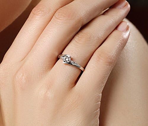 Wedding Silver Plate Eternity Rings Promise Love Forever Crystal Couple Rings, Wedding Band Endless Love Rhinestone Couple Ring Sets Engagement Jewelry Men Women Lovers Valentine Christmas Gift for His and Her (Women Size6.75)
