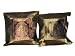 2 Wine Gold Floral Motif Silk Sari Toss Pillow Cushion Covers 16x16