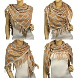 Polyester Fashion String Box Pattern Tassels Ends Square Scarf Shawl - Various Colors