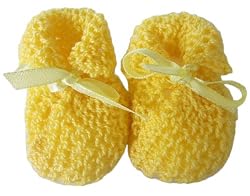 Handmade Newborn Baby Booties - Duck Yellow (100% Knitted By Hand) [Apparel]