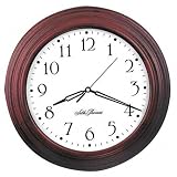 (Price/EA)Round Wall Clock, Arabic Numerals, 14x44x1-5/8, Mahogany