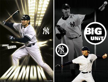 New York Yankees 2 Poster Gift Set Johnson Damon Mlb