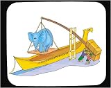 Mouse Pad with blue, loading, elephant, boat, transportation