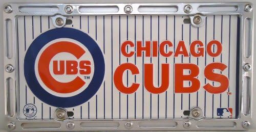 Cubs Sign, CHICAGO CLUBS, Metal Sign, in a Metal Slotted Rim Holder,,6A2.8&2A3.11