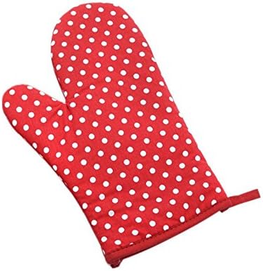 Oven Mitts Decorative, Oven Mitts Bulk Kitchen Microwave Oven Glove Cotton Cooking Baking Heat Resistant Mitts 1PC, Oven Mitts Set, Oven Mitts For Kids (Red)