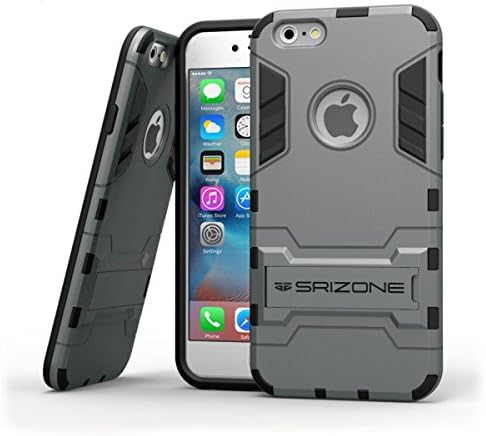 iPhone 6s Plus Case, SRIZONE® [Kickstand Series] Shockproof | Card Slot | Heavy Duty Dual Layer Rugged Hybrid Armor Case Cover for Apple iPhone 6 Plus (2014) and iPhone 6s Plus (2015) (Gray)
