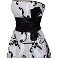 Applique Ribbon Strapless Mini Dress Prom Party Formal Gown