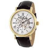 Stuhrling Original Men's 293.3335K2 Classic Montague Mechanical Skeleton Goldtone Case Brown Watch