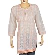 Top Kurti Cotton White Hand Embroidered Dress Size M