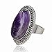 Tibet Silver Simulated Amethyst Oval Finger Cocktail Ring Adjustable
