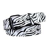 BLACK & WHITE ZEBRA STRIPED BELT WITH REMOVABLE BUCKLE SIZE MEDIUM