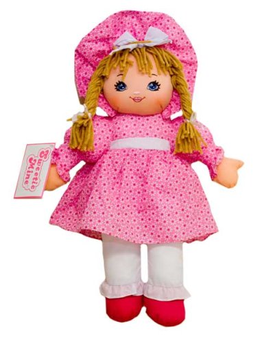 Buy Traditional Plush Rag Doll Pink with White Flowers 20″