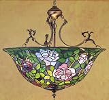 24 Inch W Tiffany Rosebush Inverted Pendant Ceiling Fixture