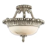 Review Royce Lighting RFM2165OES / Royce Lighting RFM2165OES Tuscany Semi Flush Mount Ceiling Fixture Olde English Silver with Stone Alabaster Globe