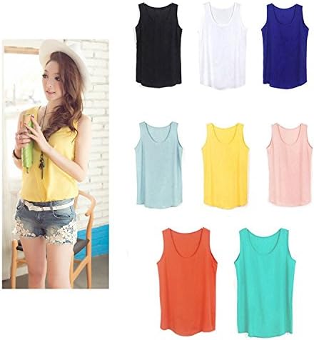 Cooped dresses Women Lady Chiffon Shirt Casual Vest Shirt Slim Tops Elegant Sleeveless Blouse YellowXX-Large