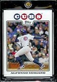 2008 Topps Baseball Cards # 150 Alfonso Soriano - Chicago Cubs - MLB Baseball Trading Card in a Protective Screw Down Display Case
