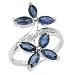 2.10 Carat Genuine Blue Sapphire Marquise Shaped Sterling Silver Ring
