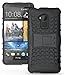 JKase Diablo Series Tough Rugged Dual Layer Protection Case Cover with Build in Stand Compatible for HTC One Max (Late 2013) - Retail Packaging (Black)