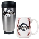 Milwaukee Brewers MLB Stainless Steel Travel Tumbler & Game ball Ceramic Mug Set - Primary Logo