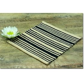 AGOCHA - Superbe Tapis Ray� Stripe Fait Main 30x30 Cm Couleur Butter Storm