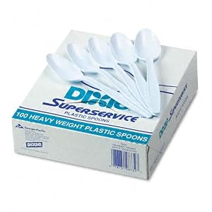 Dixie® Plastic Tableware, Heavyweight Teaspoons, White, 100 per Box