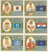 2008 Topps Allen + Ginter Baseball Series 50 Card "United States" Insert Set. Great Looking Cards Showing a Current Player That Was Raised in Each State. Loaded with Stars Including Derek Jeter (New Jersey), David Wright (Virginia), Adam Dunn (Texas), Ken Griffey Jr. (Pennsylvania), Jacoby Ellsbury (Oregon), Alex Rodriguez (New York), Ryan Howard (Missouri), Chase Utley (California), Curt Schilling (Alaska) and Many Others!