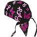Pink Ribbon Headwrap Breast Cancer Awareness Womens Black Do Rag Bandana Cap